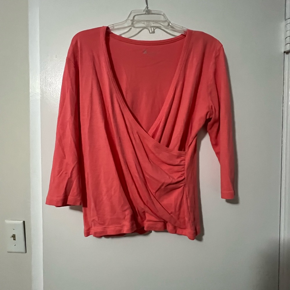 Elliott Lauren Coral Wrap Blouse